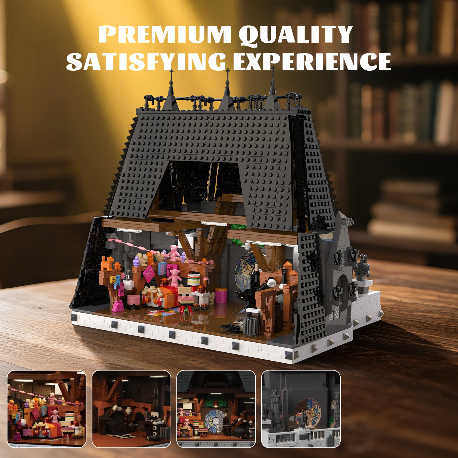 Dark Academia Building Set, Gothic Style Mystery Mansion Model for Display, Unique Hobby Gift for Wednesday Fans & Adults