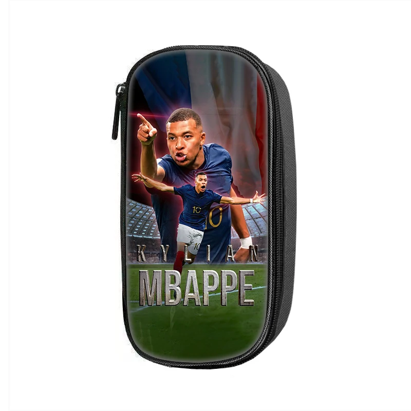 M-Mbappe Pattern Pencil Case makeup bag Football Star Pen Bag Student Big Capacity Sports School Supplies Zipper Pencil Pouch