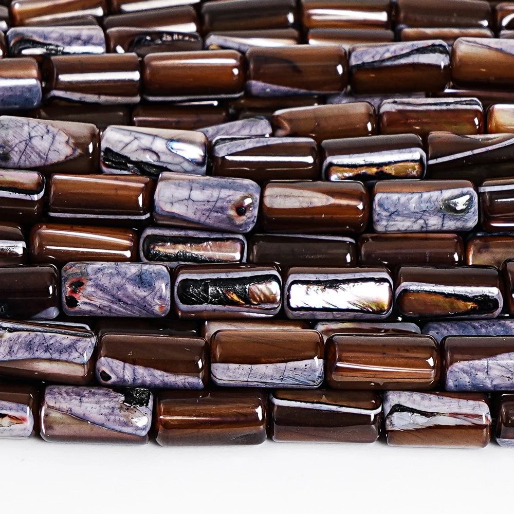 10x5mm Brown Trochidae Shell Tube Beads Polished Straight Cylinder Loose Beads for Jewelry Making DIY Bracelet Necklace
