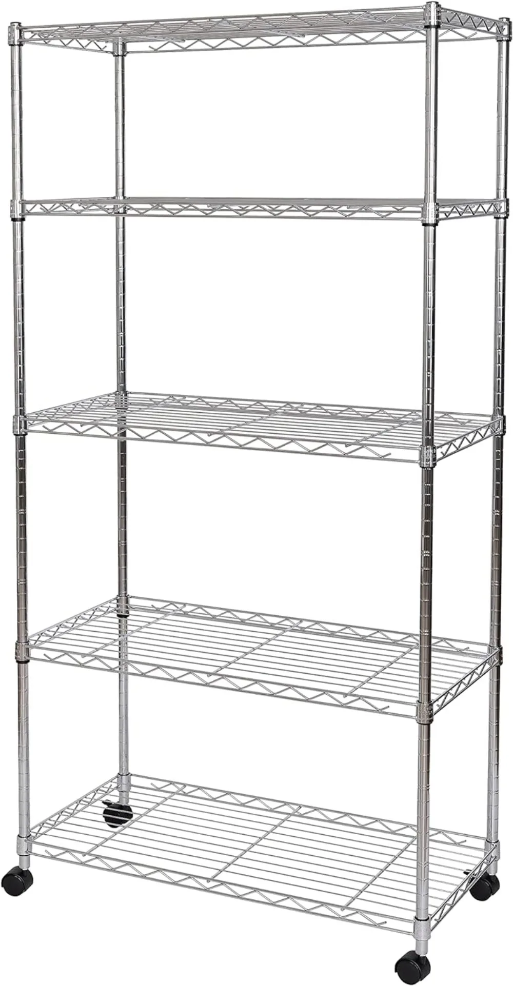 

Seville Classics 5-Tier Wire Shelving with Wheels, 5-Tier, 30"" W x 14"" D (NEW MODEL), Chrome Plating, Plated Steel