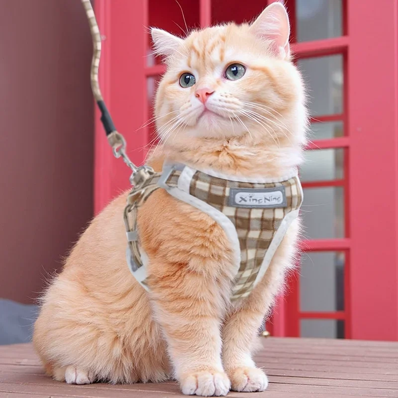 

Summer Plaid Puppy Harness Dog Clothes Pet Cooling Vest Breathable Thin Dog Harness and Leash Set Chihuahua Bichon Dog Supplies