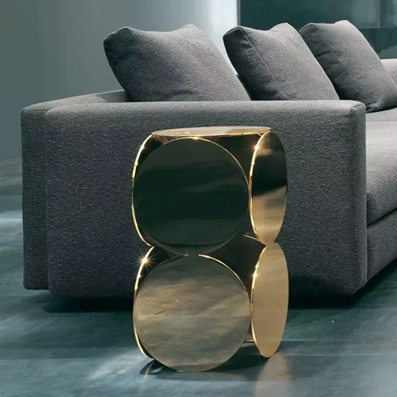 Mesa de centro do designer mesa lateral de aço inoxidável circular luxo moderno sala estar mesa canto italiano pequena mesa café