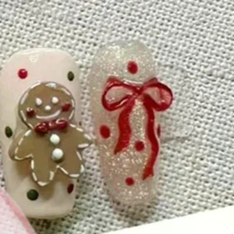 عيد الميلاد ثلج شجرة عيد الميلاد ثلاثية الأبعاد مسمار قالب الأيائل الزنجبيل رجل مسمار الزينة Diy تصميم سيليكون قالب مانيكير مسمار الفن #1