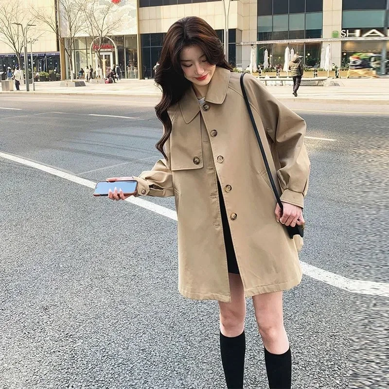Women's Dark Green Trench Coat 2024 New Leisure Ladies Fashion