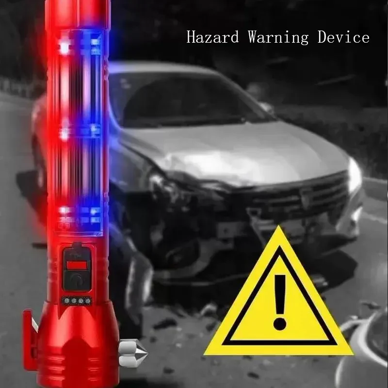High Brightness Window-Breaking Safety Hammer Emergency Escape Multifunctional Car Flashlight LED Solar Outdoor Emergency Light