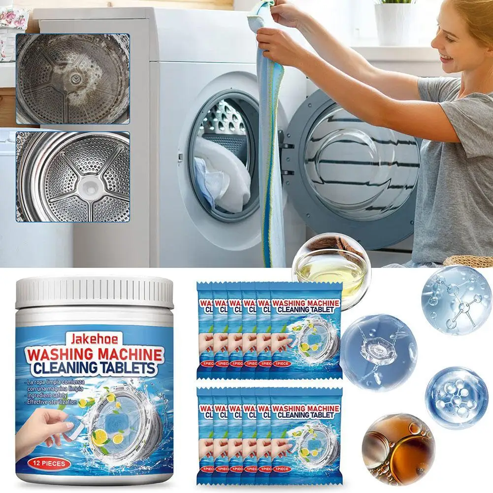 Washing Machine Cleaner Tablets 12 Pack Washer Cleaner Tablets Powerful Descaler Deep Cleaning for Front Loader Top Load Washer