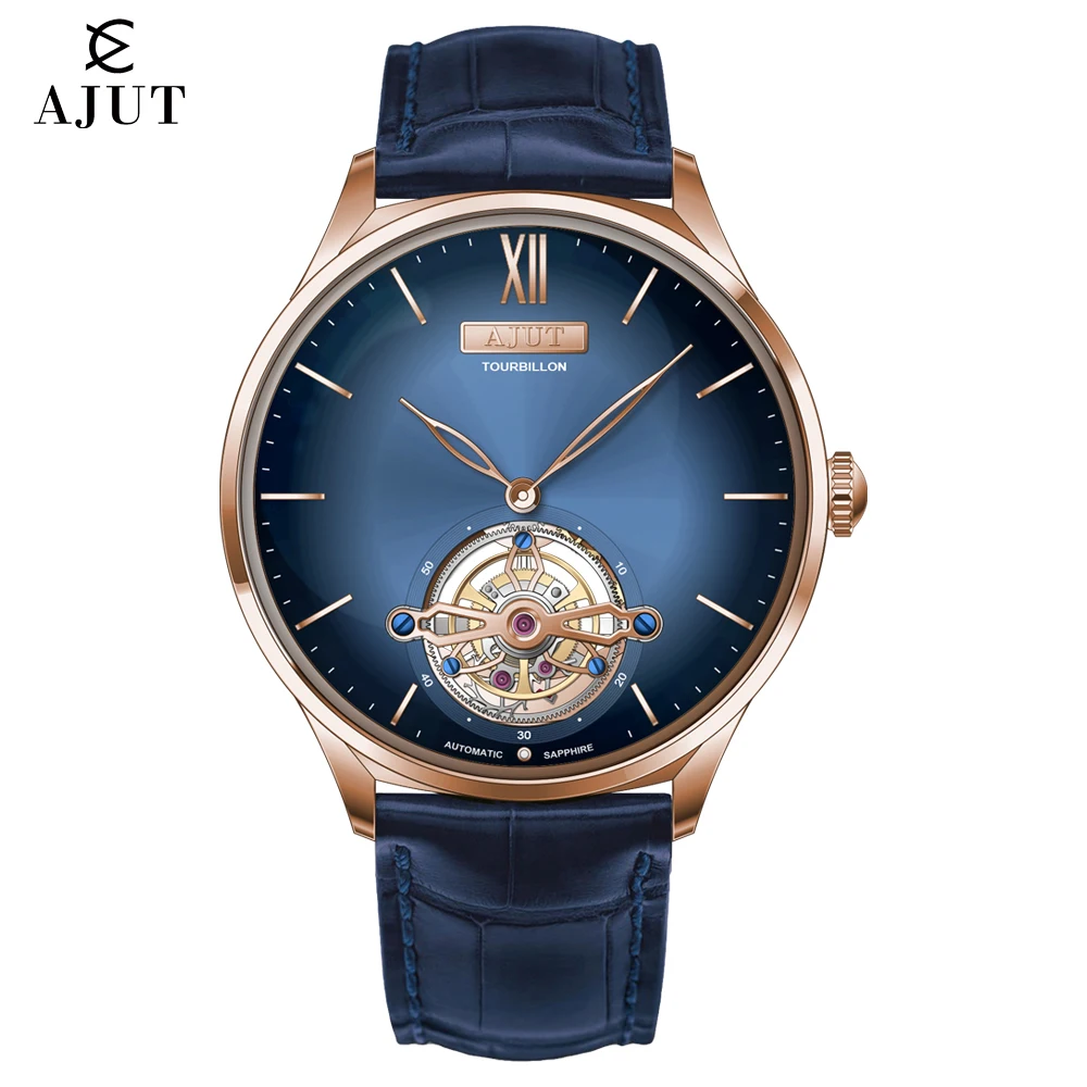 

AJUT 0345 Automatic Tourbillon Mechanical Men's Luxury Watch Sapphire Ultra-thin Movement Classic Watches for man Business