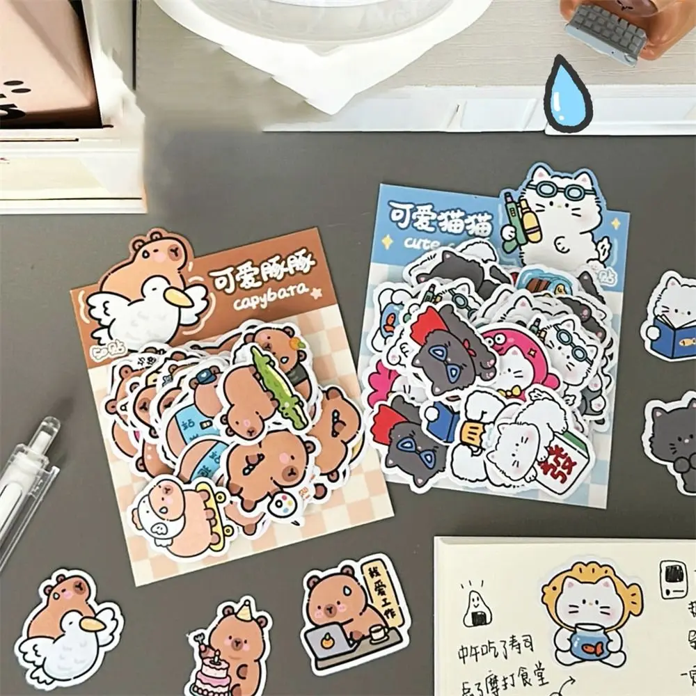 50 Sheets/Bag Cute Cartoon Alien Stickers Bag Waterproof Creative Capybara Sticker Portable Multi-purpose