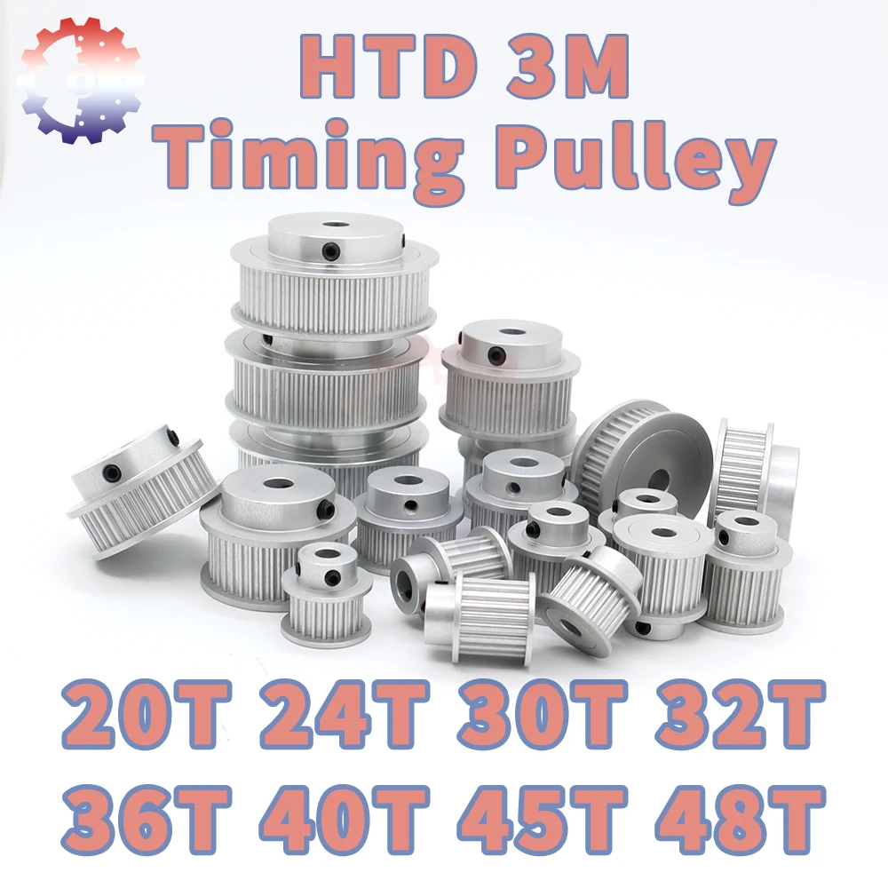 HTD3M Timing Pulley 20T 24T 30T 32T 40T 48T 3M Pulley Gear 20Teeth 30Teeth 40Teeth 60Teeth Belt Pulley HTD 3M Synchronous Wheels