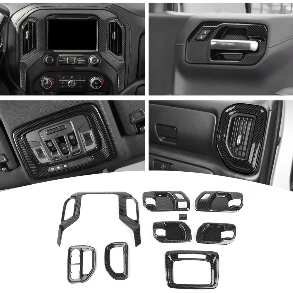 

Для Silverado отделка из углеродного волокна, внутренняя дверная ручка, чаша, накладка для Chevy Silverado GMC Sierra 2019-2022, карбоновое волокно