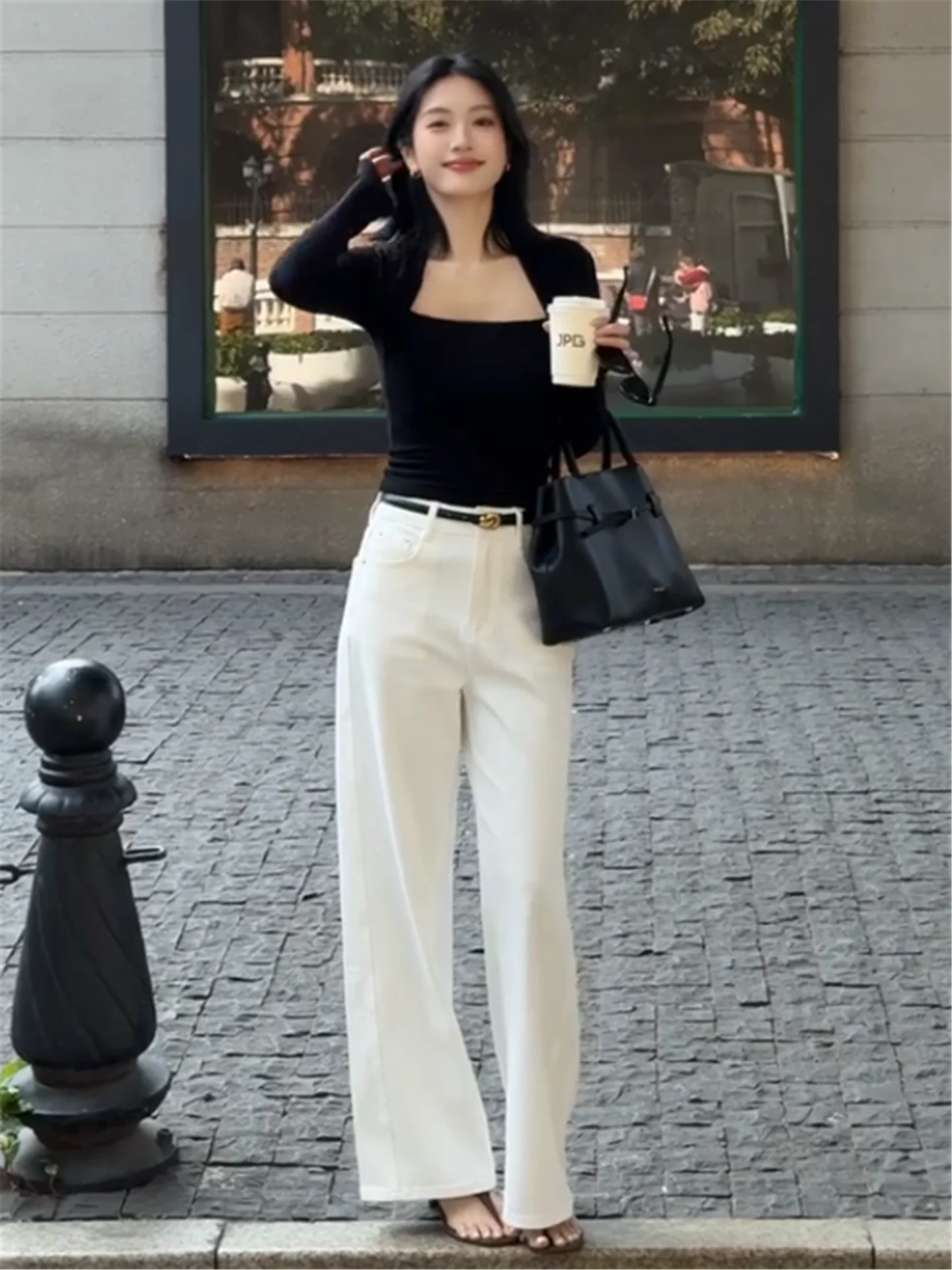 

Extended Length High Waist Wide Leg Casual Jeans Women's Spring Autumn Loose Drapey Straight Cut Trousers Fashionable Slimming