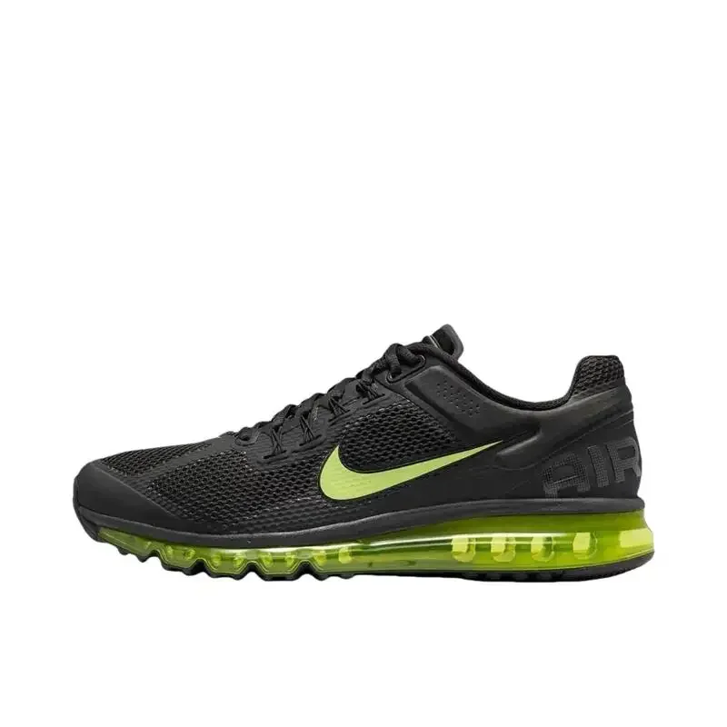 Nike Air Max 2013 Retro Cushion cómodo antideslizante tela transpirable zapatos para correr duraderos hombres mujeres negro verde