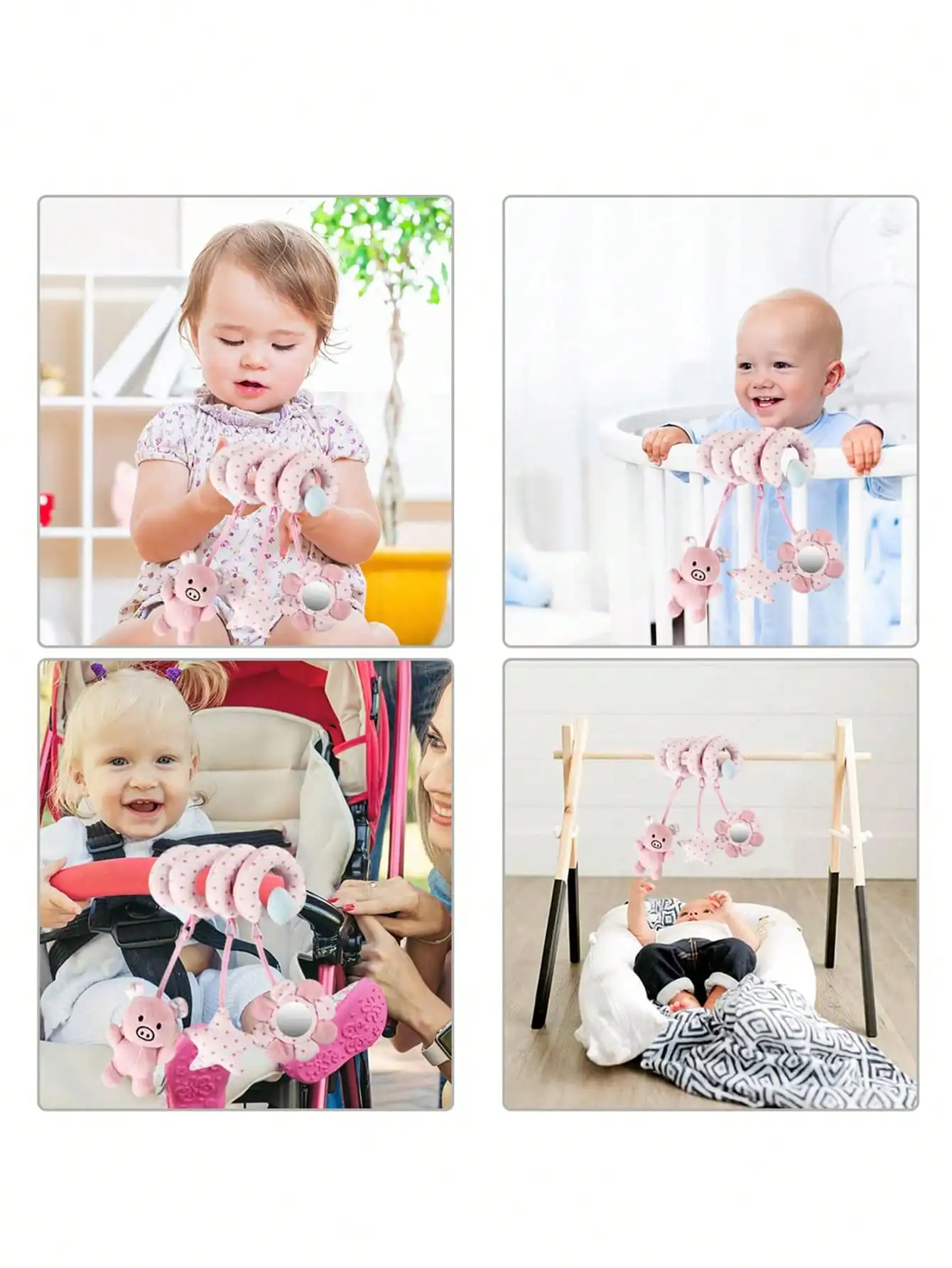 قلادة أطفال من القطيفة قابلة للفصل، لعبة تعليق مقعد السيارة، عربة أطفال لطيفة على طراز Ins، سيارة حلزونية، ملفوفة حول السرير