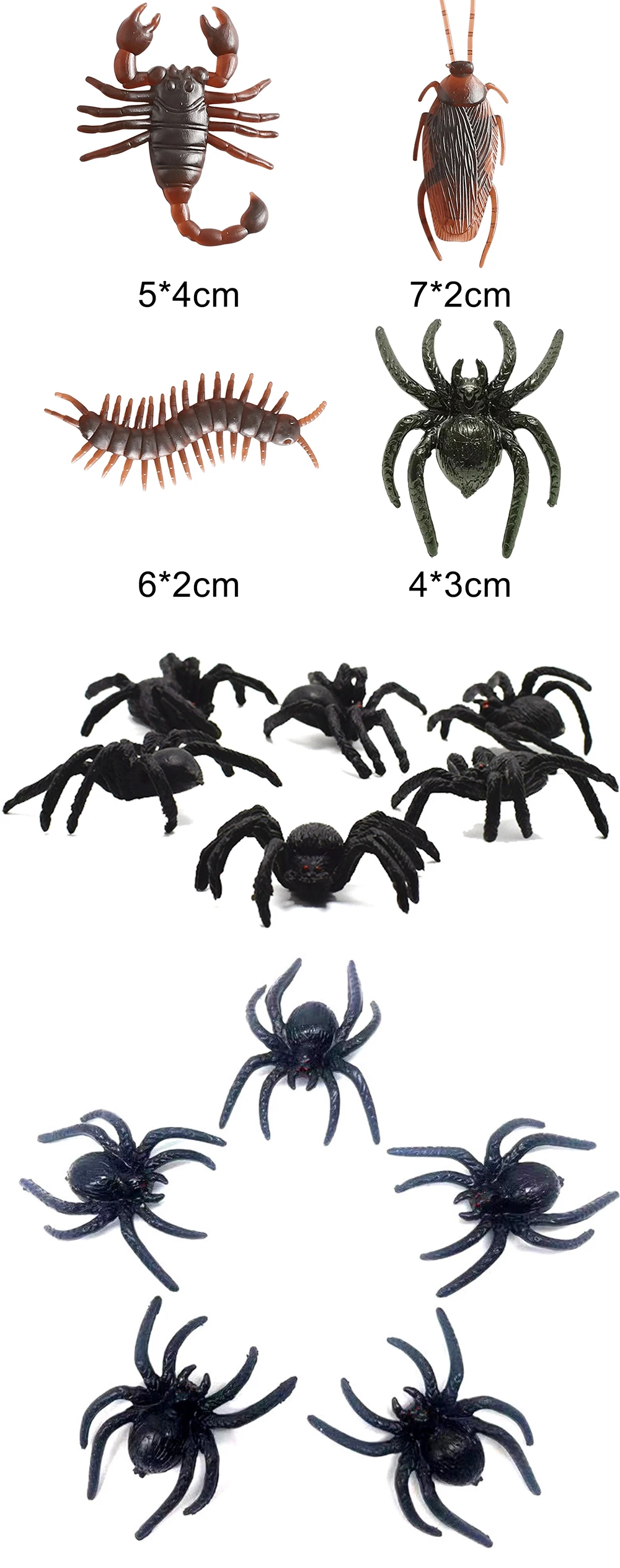 10 Teile/satz Halloween Stil Insekt Simulierte Kakerlake Spinne Tausendfüßler Skorpion Käfer DIY Karneval Streiche Scary Souvenirs Geschenk ZYF – Detail 1