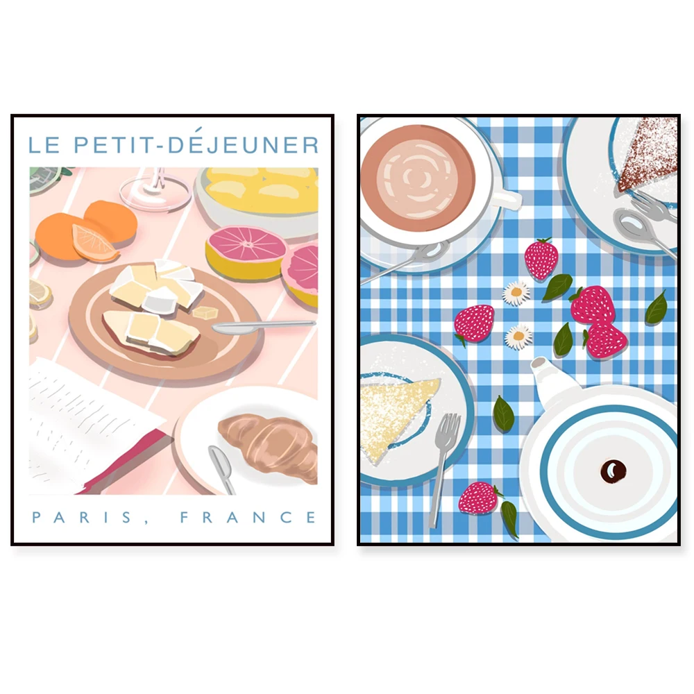 Brioche and Granita Sicilia Italian breakfast art print, food art, kitchen wall decor poster
