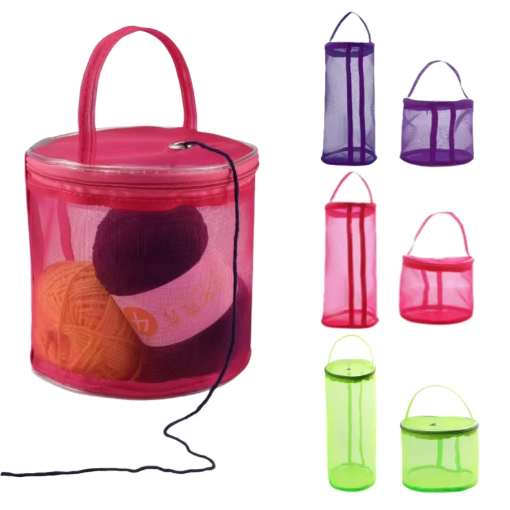 

Round Yarn Storage Mesh Bag Hollow Mesh Lightweight Crochet Yarn Handbag Organizer Portable Yarn Crochet Organizer