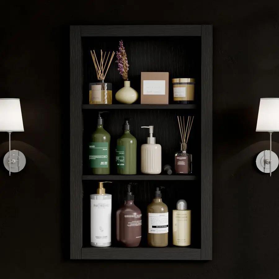 

24 Recessed Medicine Cabinet Wall Niche Wood, 3Tier Bathroom Niche Insert for Drywall, in Wall Shelf Medicine Cabinets Replaceme