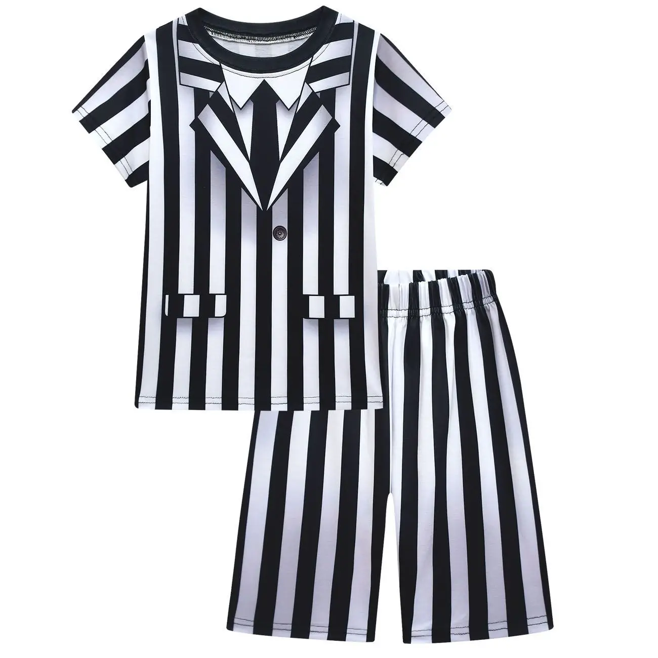 Halloween COS Costumes B-Beetlejuice2 Cosplay Costume Kids Underworld Mage Cosplay Children’s Striped Suits Performance Uniform