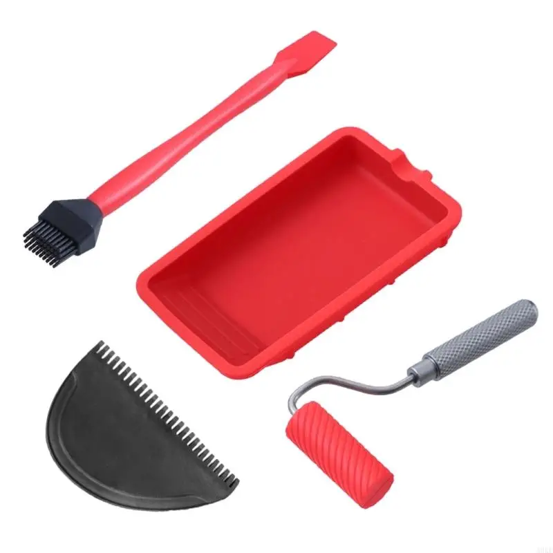 A0KE Crafting Adhesive Spreader Roller For Woodworking Easy to Clean Reusable Tray
