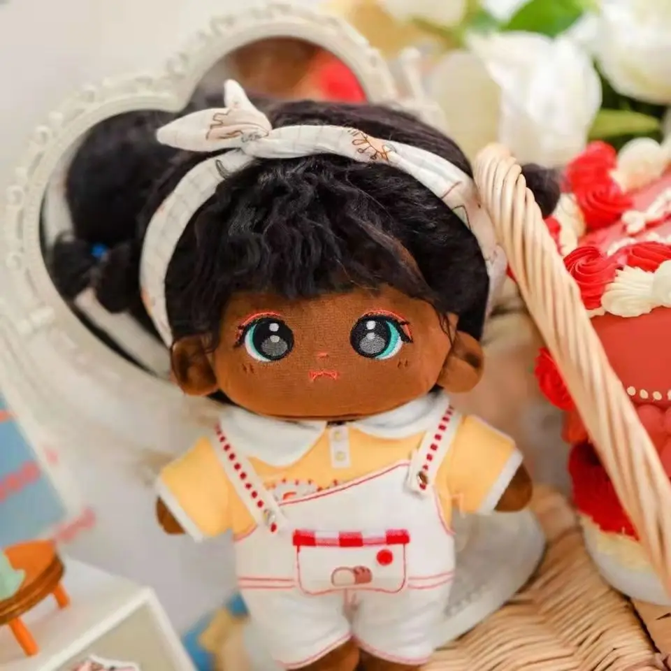 NEW Funny Black hair 20cm Korea Kpop EXO Doll Clothes Cute suit Stuffed Toy Black Dolls Plush for Idol Dolls Gift