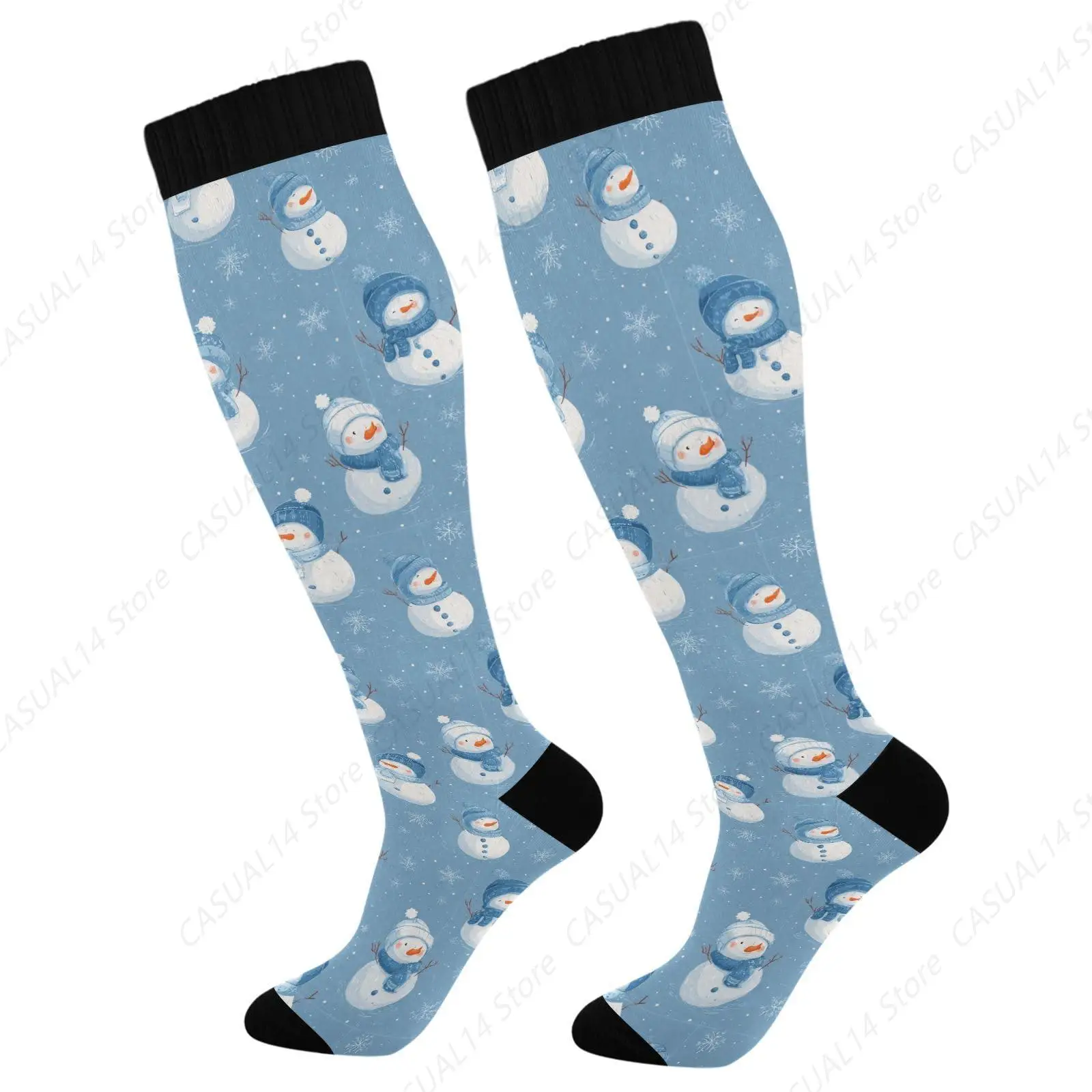 

Snowman Snowflake Cute Pattern Compression Socks Wide Calf Knee High Socks for Women Men Support Socks for Nurses