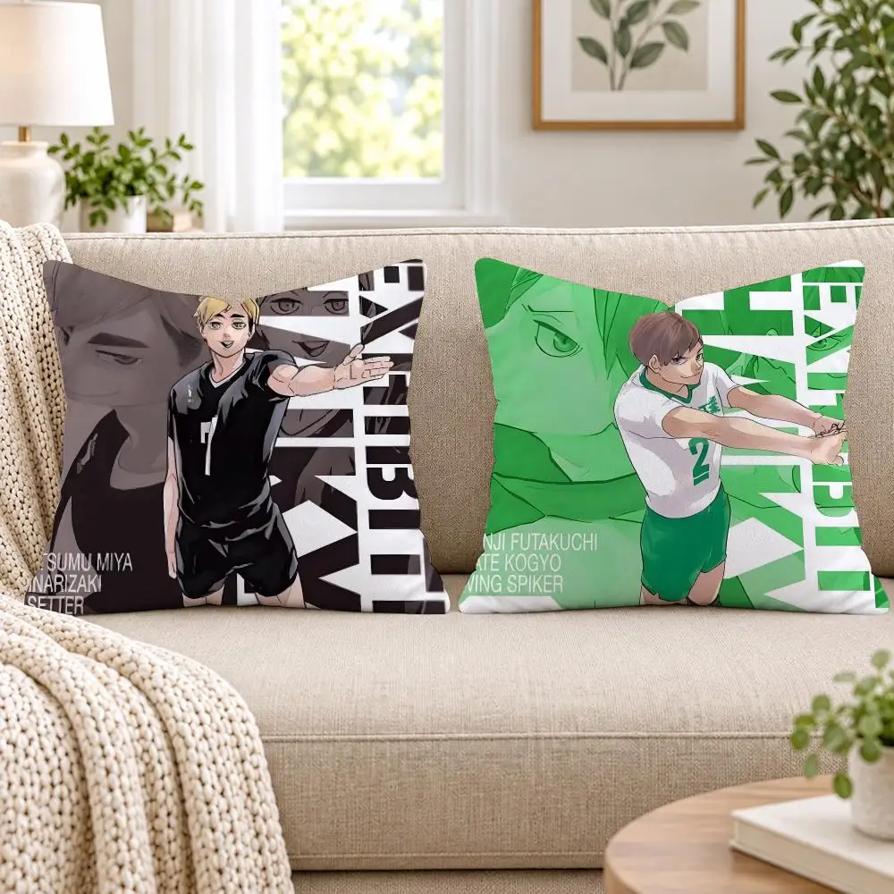 ANIME H-Haikyuu Cushion Cover Short Plush Double-Sided Printing Sofa Bedroom Pillow Case Aesthetic Home Decor