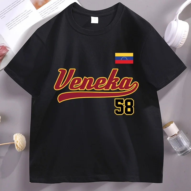 Veneka Venezuela Tshirt Men Women Pride Crewneck T Shirt Venezuela Flag 58 Retro Baseball Style Pullover T-shirt Streetwear