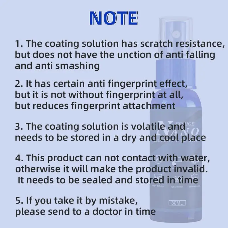 Anti-Scratch Coating Protection Spray Anti-Scratch Hydrophobic Screen Film Liquid Protector Oleophobic Phone Accessories 30ml