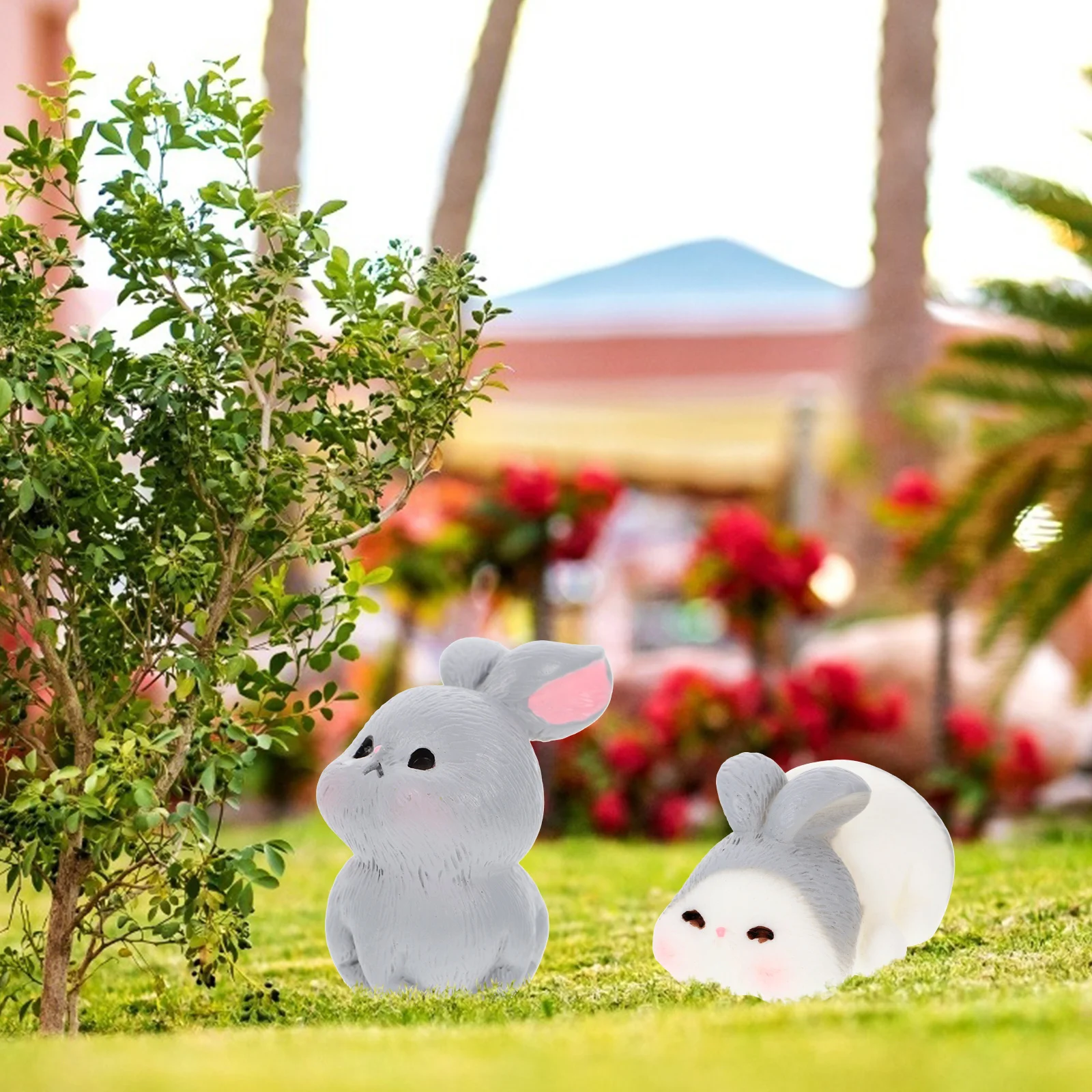 

16pcs Miniature Resin Rabbit Garden nament Adornment for Succulents Bonsai Tiny Statues Creative Accessories R