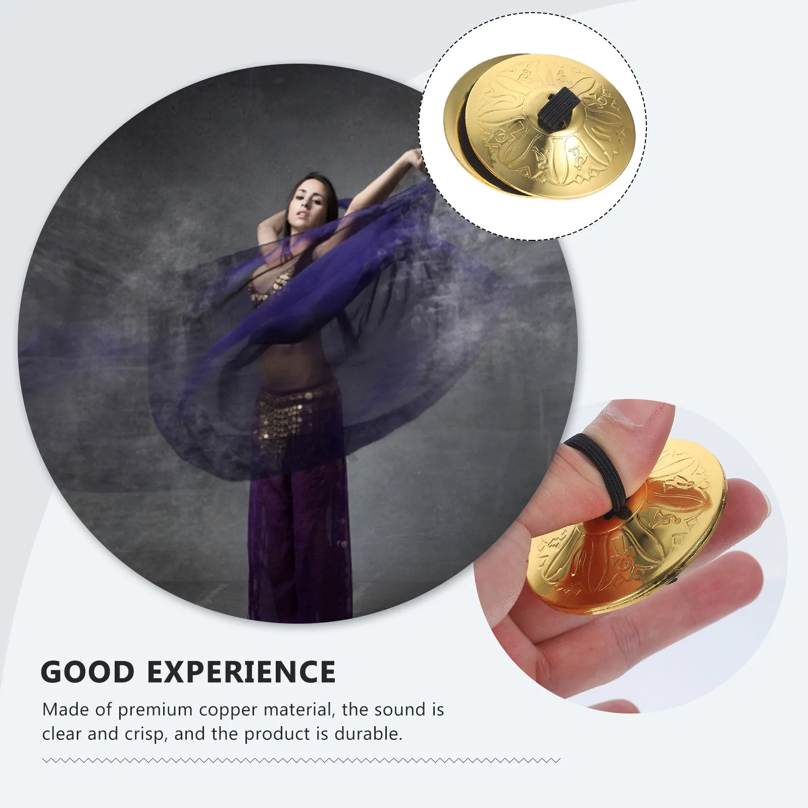 

2Pairs Small Copper Finger Cymbals Clear Sound Musical Instrument for Dance Party Small Finger Cymbals Instrument