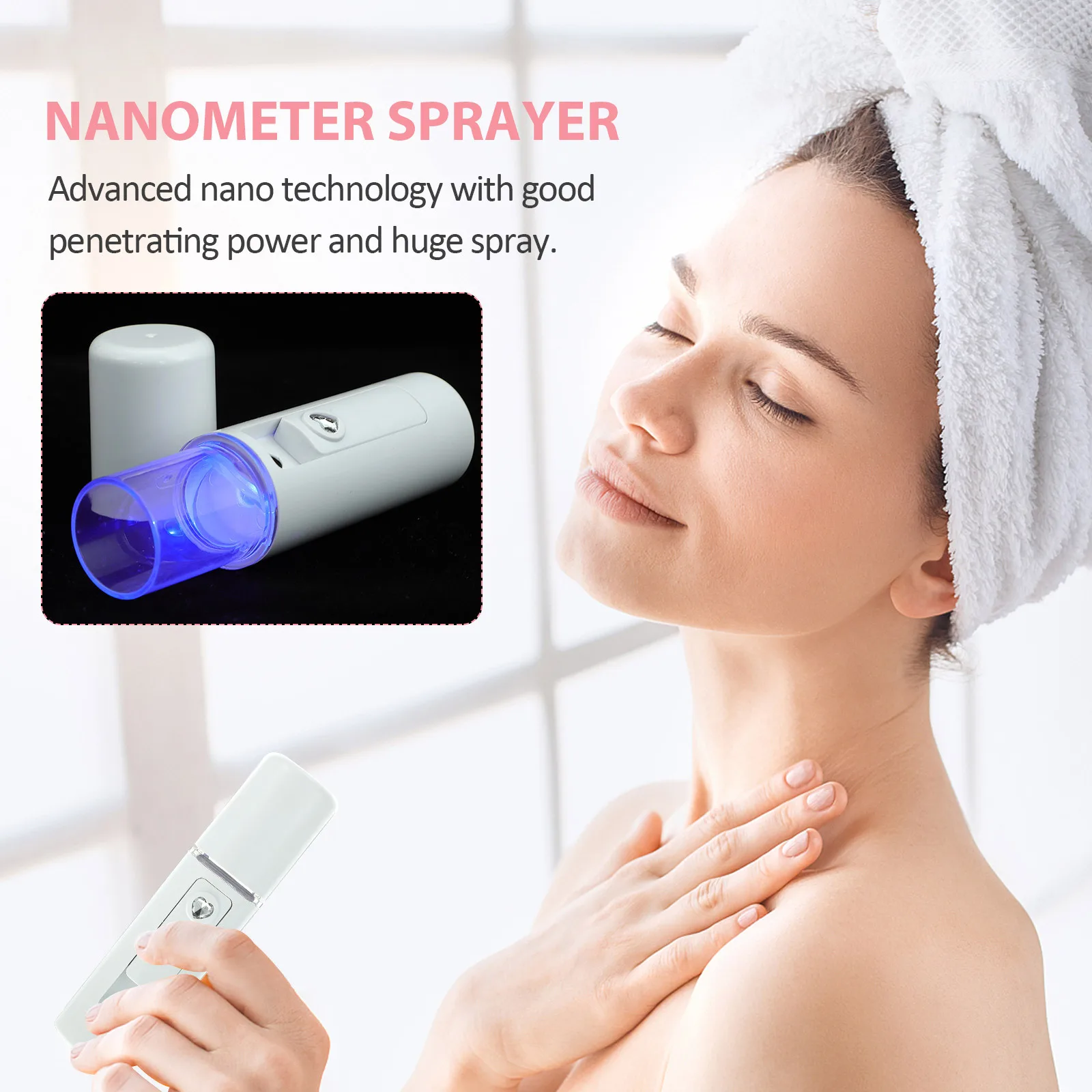 

Advanced Mist 20Ml Portable Rechargeable Handheld Beauty Steamer Deep Moisturizing Skincare Device For Travel Facial