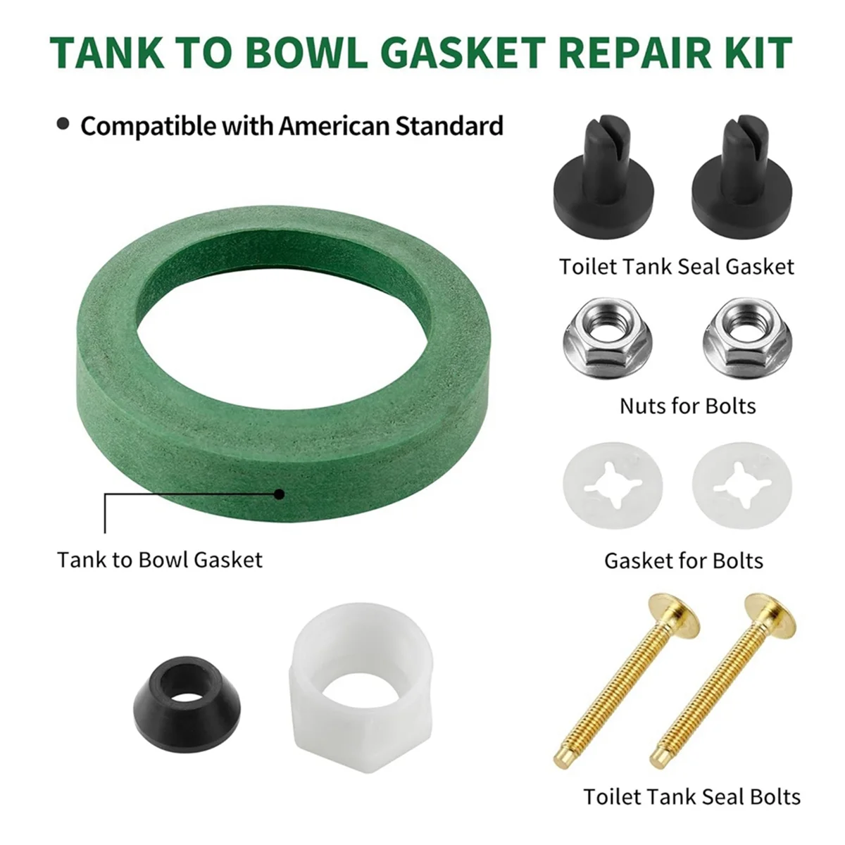 A71P 2 Packs Toilet Tank to Bowl Coupling Kit,AS738756-0070A for 3IN Toilet Tank Gasket for Most Flush Valve Opening Tanks