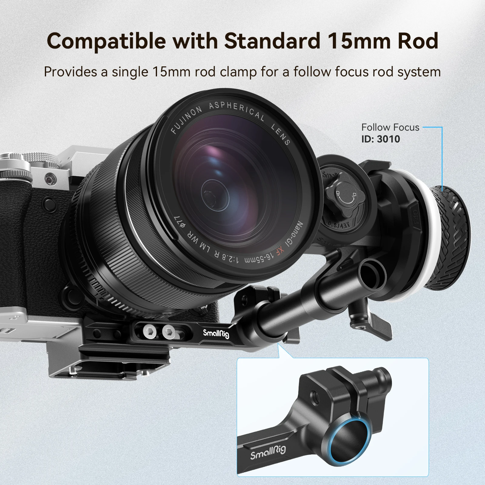 Placa de liberación rápida SmallRig, interruptor rápido entre modos de mano y trípode para enfoque de seguimiento para varilla estándar de Φ15 mm -3853