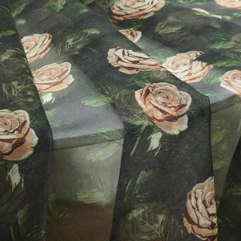 

Secret Realm Rose модная шелковая ткань с принтом из органзы, элитная женская одежда, юбки, шифоновая шелковая ткань по индивидуальному заказу на метр