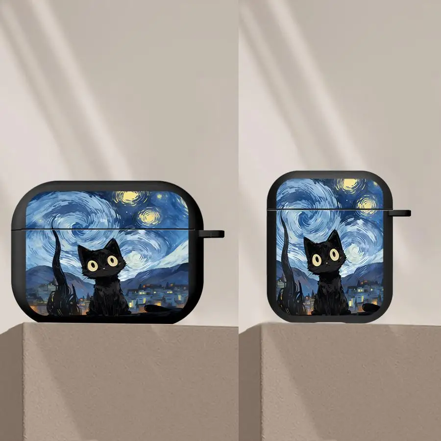 Hülle für Airpods Pro2 1 2 3 4 Pro Pro3 Kopfhörerhüllen Cover Van Gogh Starry Cat