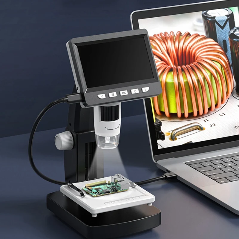 デジタルコンピューター顕微鏡,電子顕微鏡,倍率800倍,USB,8LED, 4.3インチ