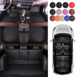 For DFM Forthing 4 U Tour 2023 Car Floor Mats Blue Cargo Trunk Mat Full Set LHD Leather Mat All-Weather Protection Accessories