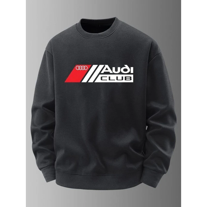 Autumn and Winter Hot Selling Audi Official Audi Racing Logo Audi Sweatshirt Men's Round Neck Long Sleeved Shirt