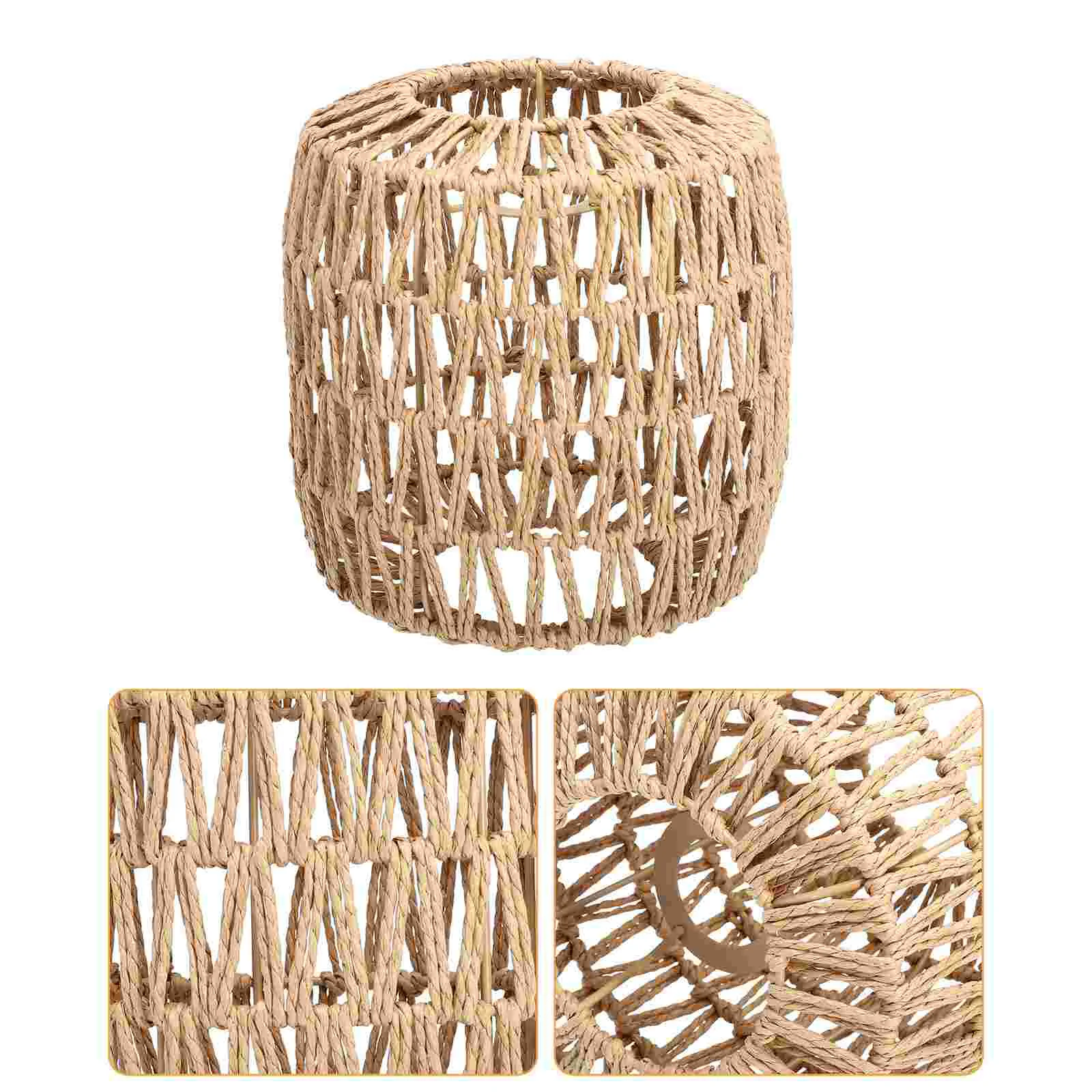 

Woven Lampshade Hand-woven Pendant Weaving Light Hanging Cover Imitation Rope Lightshade Baskets