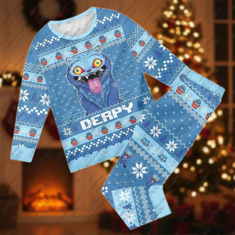 Setelan Piyama Keluarga Harimau Lucu Musim Dingin Anime Y2k Dewasa Anak-anak Pakaian Tidur Natal Celana Kasual Kaos Kpop Demon Hunters