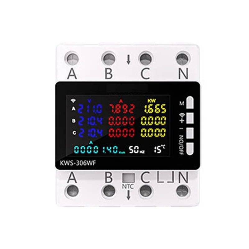 

PORK-KWS-306WF Wifi Smart Power Meter Voltage Protector Switch Current & Voltage Monitor, Relay, Circuit Breaker