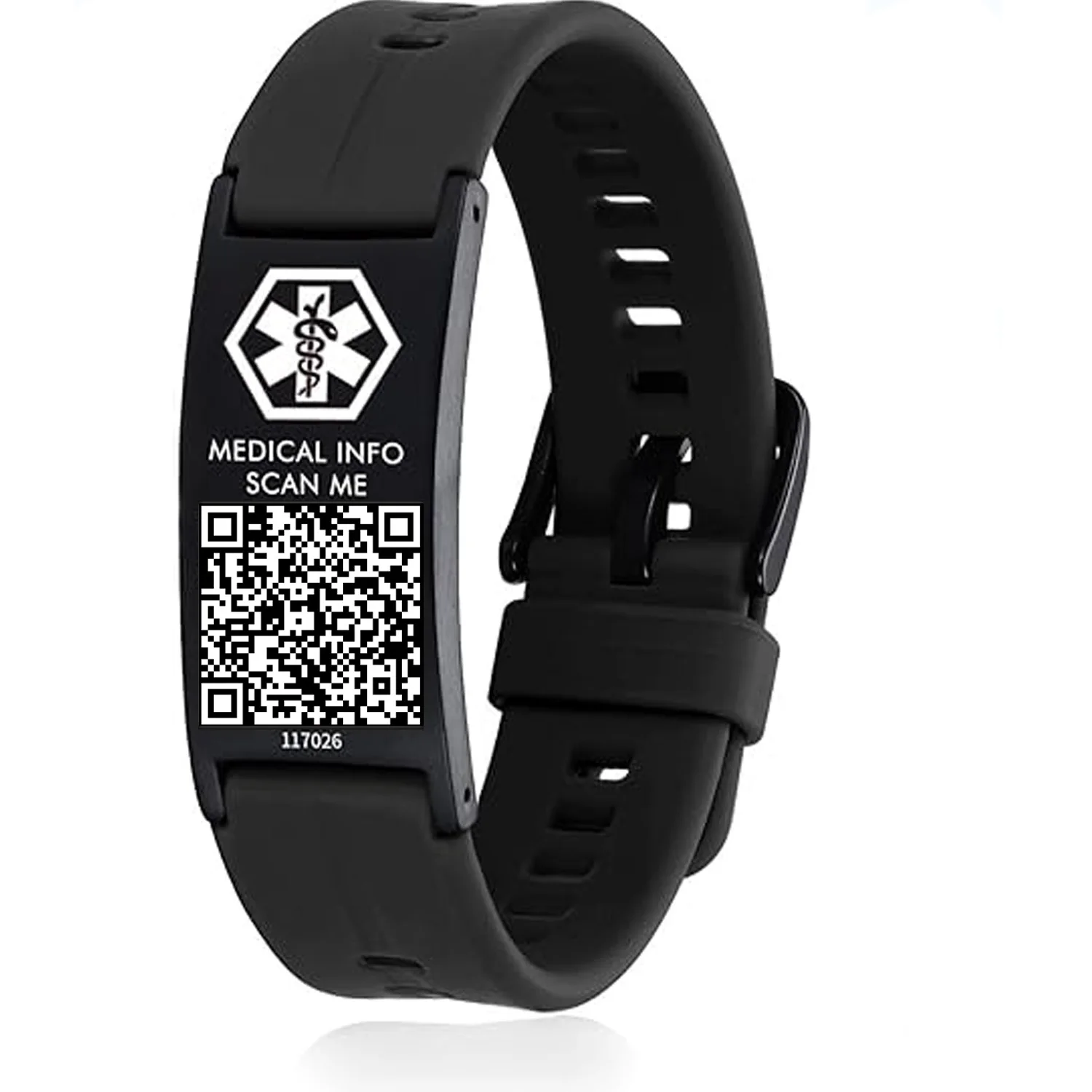 

QR Code Medical Identity ID Recognition Bracelets Free Carving Silicone Adjustable Alarm Bracelet Dynamic Network Information