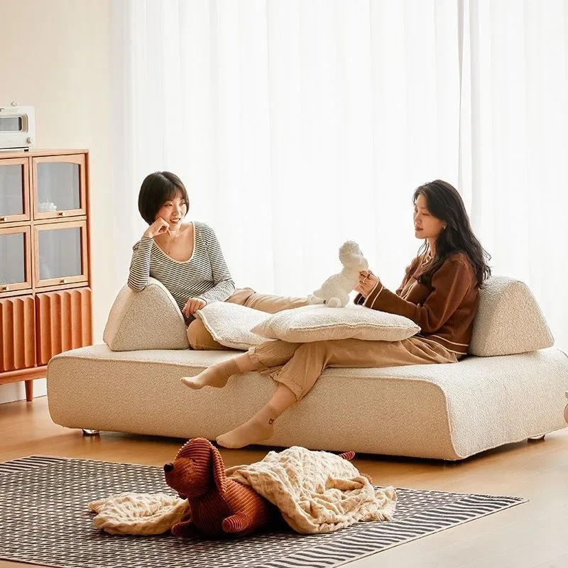 Double-sided sofa lamb wool tatami living room small apartment Nordic princess chair