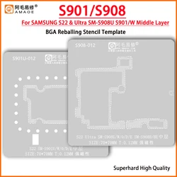 Amaoe Middle Layer Reballing Stencil Template For Samsung S22 Ultra SM-S901U S901W S9010 S901D S901E Plant tin net Steel mesh