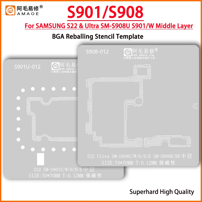 Amaoe Middle Layer Reballing Stencil Template For Samsung S22/S23/S24 Ultra SM-S901U S901W S901D S901E S928 Plant tin net Steel