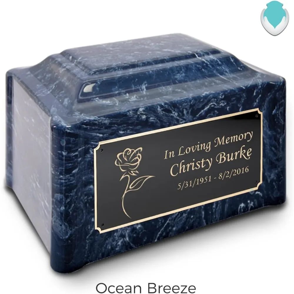 جرة حرق مخصصة للبالغين منقوشة من الرخام المزروع بتصميم الورد - تحية الورد الصيفي