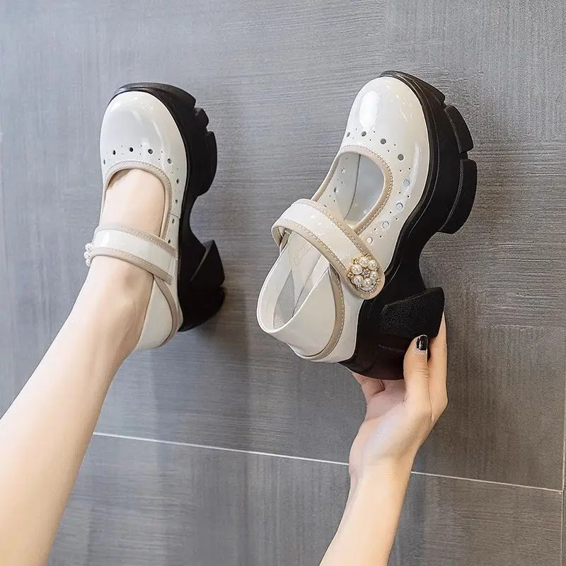 

​2025 Summer New Mary Jane Shoes Women's Perforated Breathable Chunky Heel Vintage Sandals Fashion Casual Office Wear​ Loafers