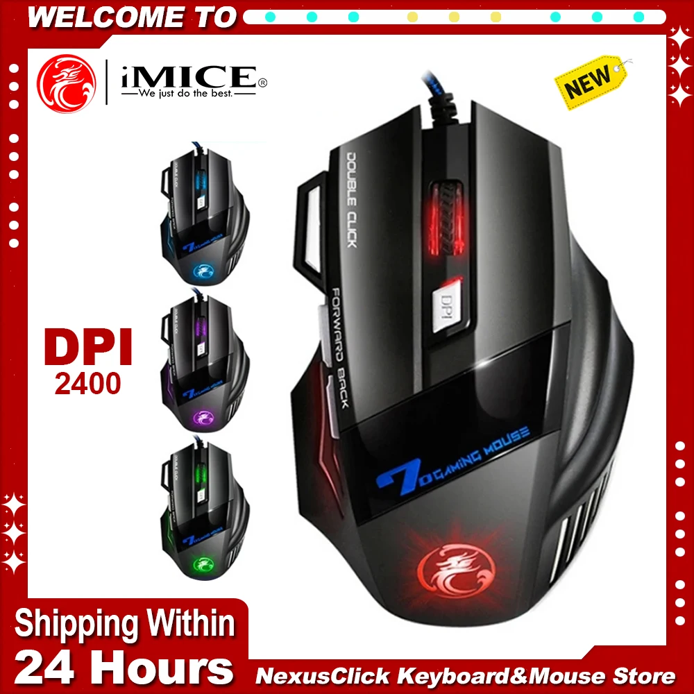 

USB Wired Gaming Mouse 4Button Led Dazzle Breathing Light Ergonomic Mice 2400 DPI Adjustable Optical Mice for PC Gamer Computer