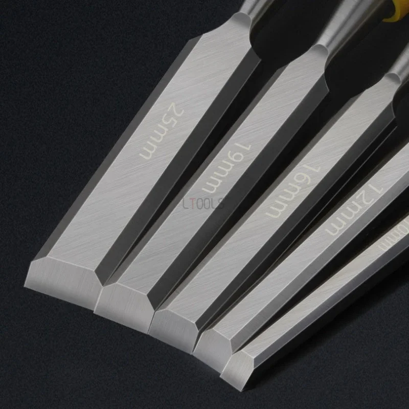 Professional Wood Chisel Set 6-24mm Steel for Woodworking Flat Chisels DIY Woodworking Ergonomic Woodcut Carving Knife Tools Set