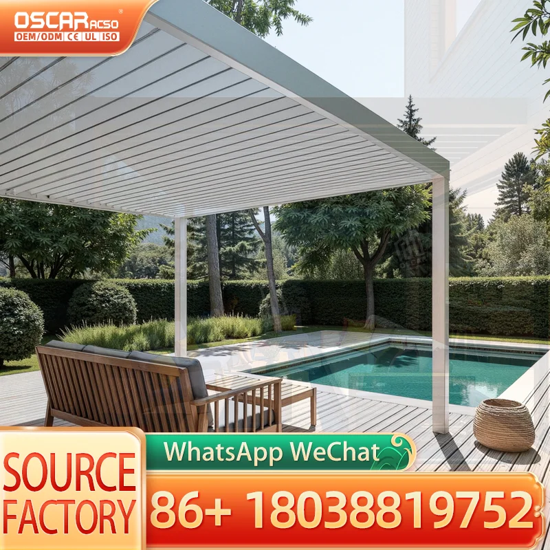Tailored Dimension Electric Manual Control Luxury Villa Patio Deck Gazebo Canopy Sustainable Rustproof Aluminum Pergola for EU B